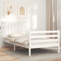 vidaXL gultas rāmis ar galvgali, 100x200 cm, masīvkoks, balts цена и информация | Кровати | 220.lv
