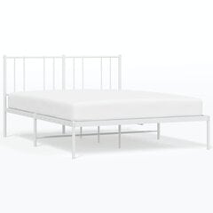 vidaXL gultas rāmis ar galvgali, balts metāls, 120x190 cm cena un informācija | Gultas | 220.lv