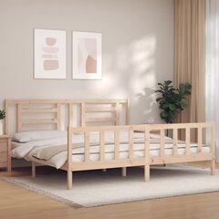 vidaXL gultas rāmis ar galvgali, 6FT, Super King size, masīvkoks цена и информация | Кровати | 220.lv