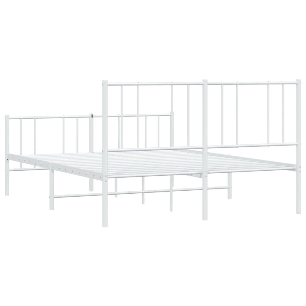 vidaXL gultas rāmis ar galvgali un kājgali, balts metāls, 120x190 cm cena un informācija | Gultas | 220.lv