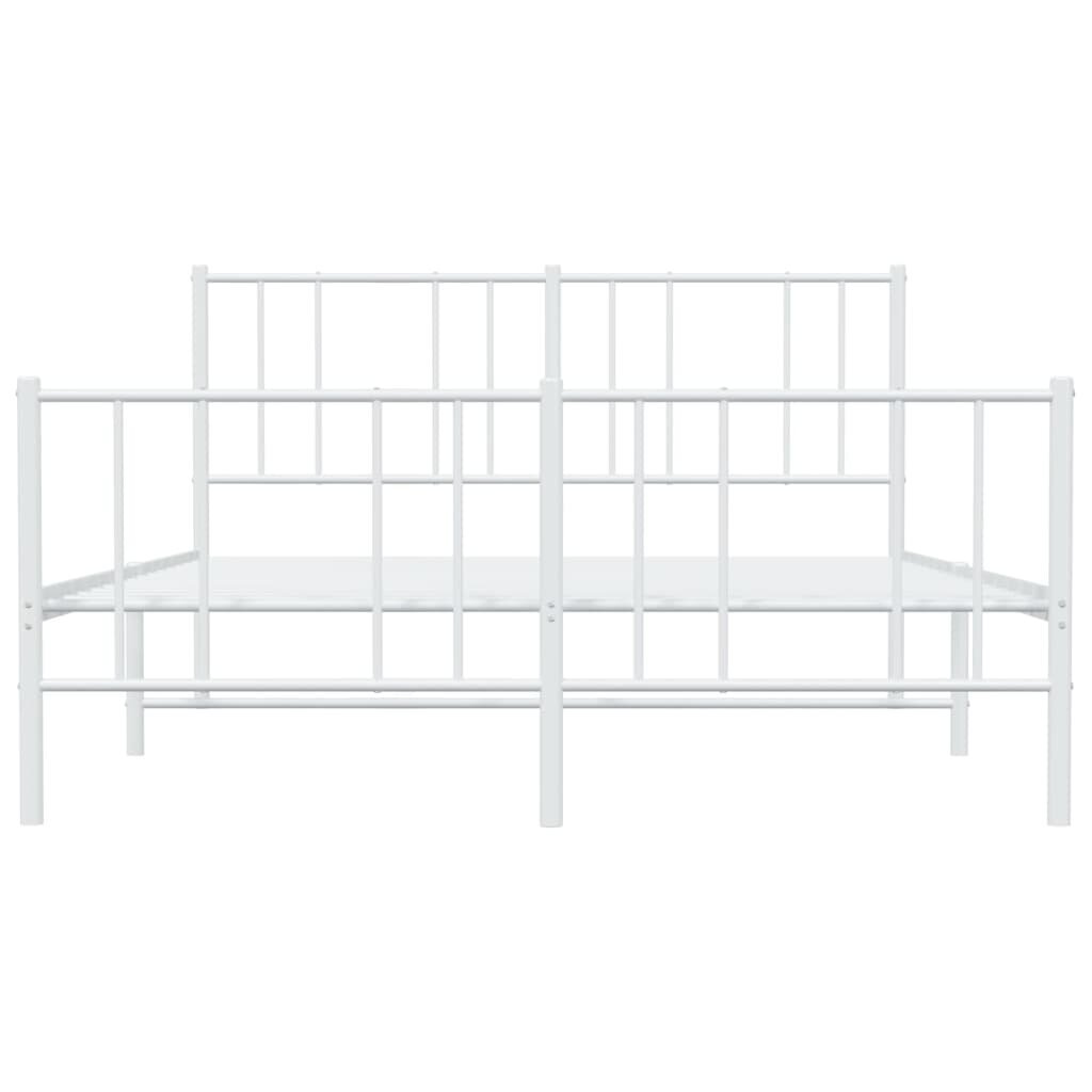 vidaXL gultas rāmis ar galvgali un kājgali, balts metāls, 120x190 cm cena un informācija | Gultas | 220.lv