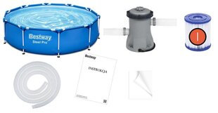 Каркасный бассейн 305 x 76 см, с фильтром, Bestway Steel Pro цена и информация | Бассейны | 220.lv