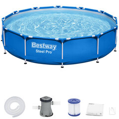 Каркасный бассейн 366 x 76 см, с фильтром, Bestway Steel Pro цена и информация | Бассейны | 220.lv