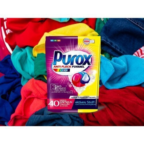 Purox Color mazgāšanas kapsulas, 40 gab. цена и информация | Veļas mazgāšanas līdzekļi | 220.lv