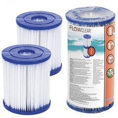 I tipa ūdens filtra kārtridži Bestway, 2 gab. cena un informācija | Baseina filtri | 220.lv