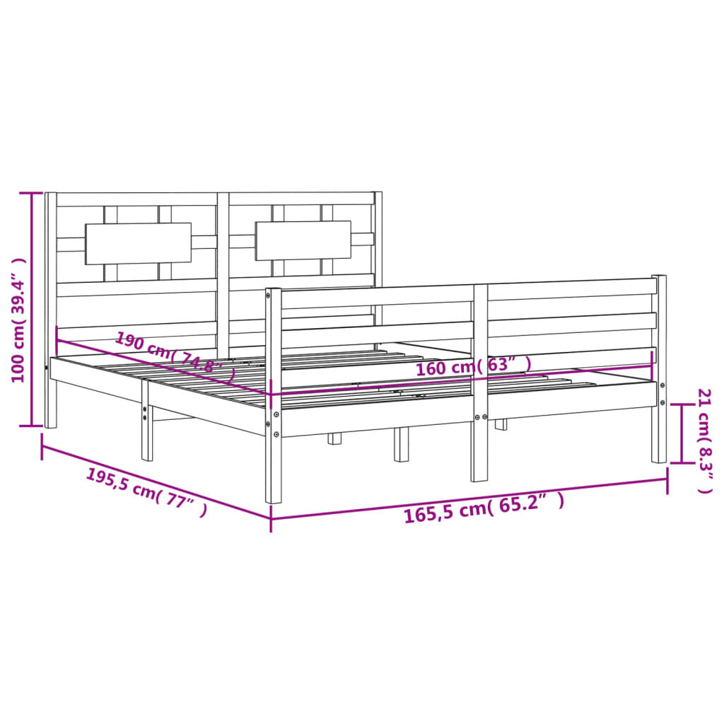 vidaXL gultas rāmis ar galvgali, medus brūns, 160x200 cm, masīvkoks cena un informācija | Gultas | 220.lv