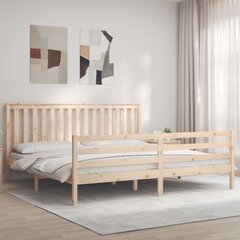 vidaXL gultas rāmis ar galvgali, 200x200 cm, masīvkoks cena un informācija | Gultas | 220.lv