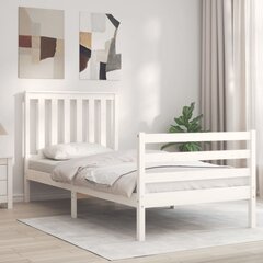 vidaXL gultas rāmis ar galvgali, balts, masīvkoks, 90x200 cm цена и информация | Кровати | 220.lv