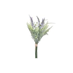 Ķekars DKD Home Decor Lavanda Ceriņš Poliesters Zaļš PE (14 x 14 x 42 cm) cena un informācija | Mākslīgie ziedi | 220.lv