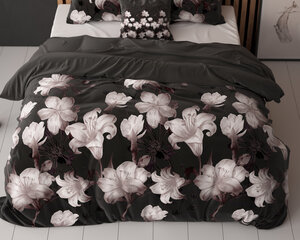 Комплект постельного белья Dark Flower 200 x 220 см, черный, из 3 частей цена и информация | Комплекты постельного белья | 220.lv