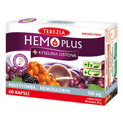 Пищевая добавка Hemo Plus + Folic Acid, Terezia 60 капсул цена и информация | Витамины, пищевые добавки, препараты для хорошего самочувствия | 220.lv