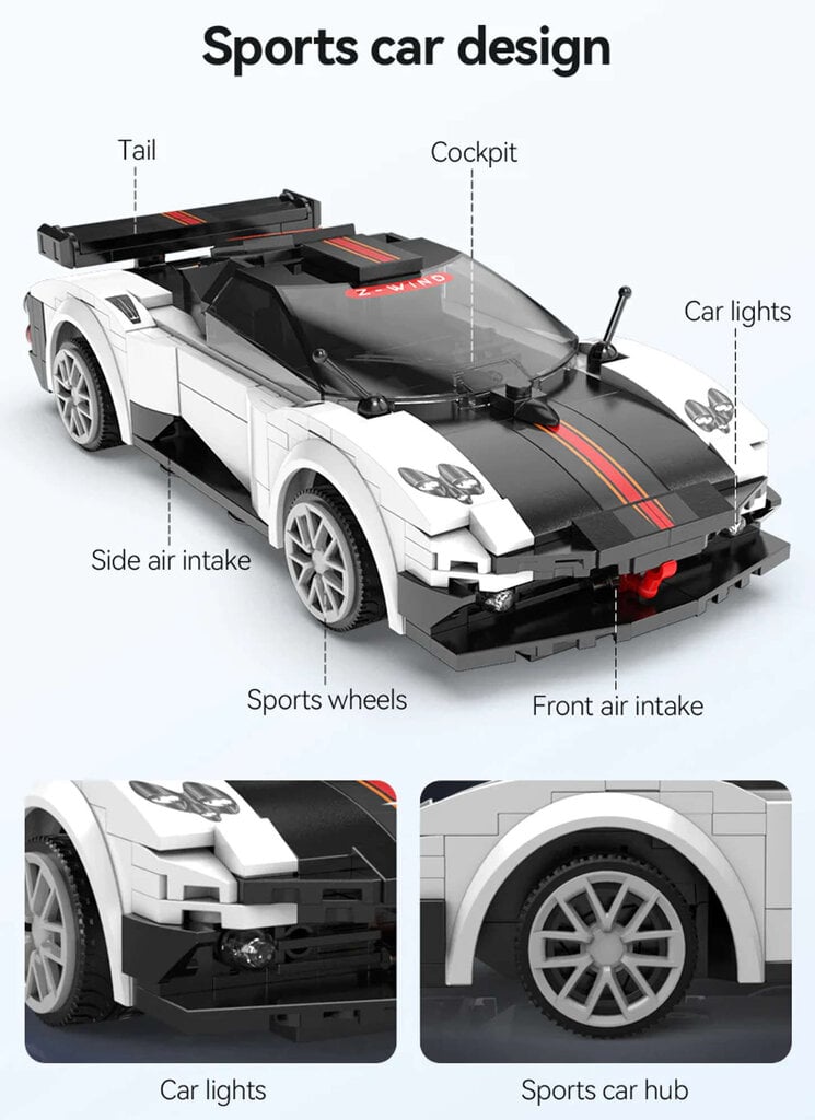 Konstruktors CaDA Z-Wind Tālvadības sporta auto 258 gab RC. cena un informācija | Konstruktori | 220.lv