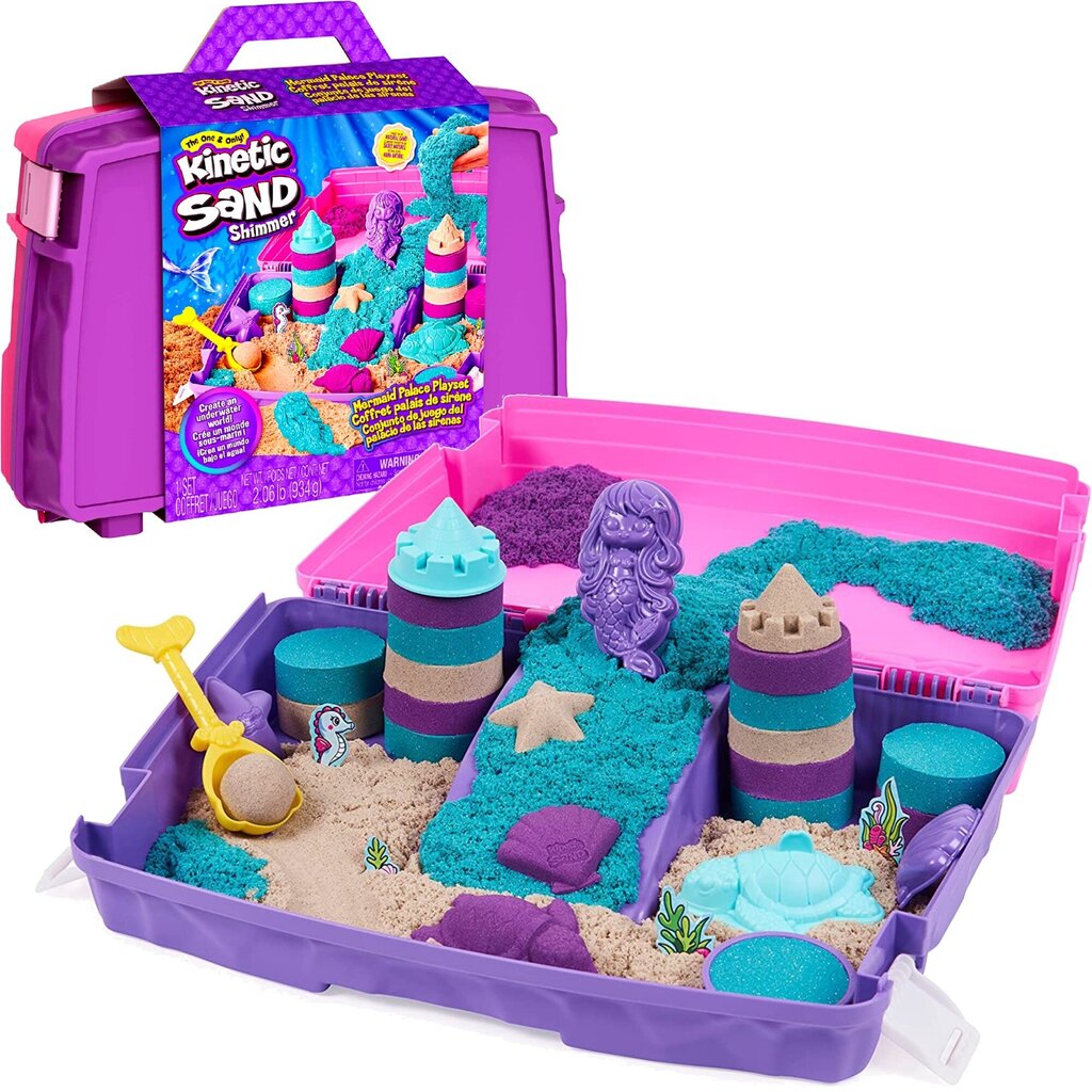 Koferīšu komplekts Kinetic Sand Mermaid's Palace + aksesuāri цена и информация | Rotaļlietas meitenēm | 220.lv