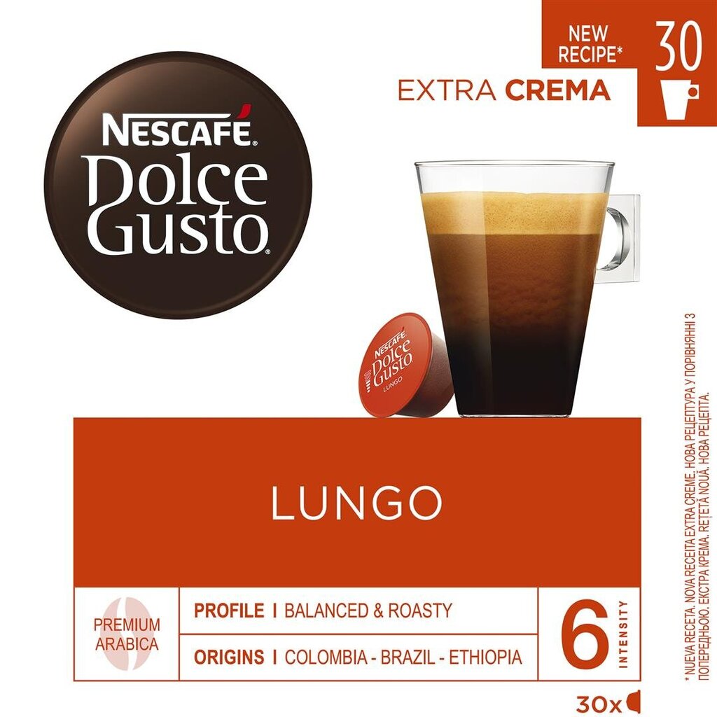 Nestcafe Dolce Gusto Lungo 195g 30 Kapsulas, 3 iepakojuma komplekts цена и информация | Kafija, kakao | 220.lv