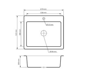 Granīta virtuves izlietne Granitan, melna цена и информация | Раковины на кухню | 220.lv