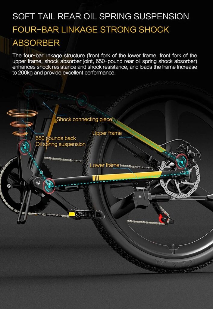 Elektriskais velosipēds BEZIOR X500 PRO, melns/dzeltens, 500W, 10.4Ah cena un informācija | Elektrovelosipēdi | 220.lv