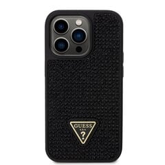 Guess Rhinestones Triangle Metal Logo Case for iPhone 14 Pro Black cena un informācija | Telefonu vāciņi, maciņi | 220.lv