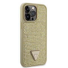 Guess Rhinestones Triangle Metal Logo Case for iPhone 14 Pro Max Gold cena un informācija | Telefonu vāciņi, maciņi | 220.lv