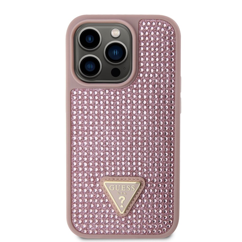 Guess Rhinestones Triangle Metal Logo Case for iPhone 14 Pro Pink цена и информация | Telefonu vāciņi, maciņi | 220.lv