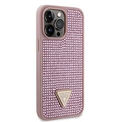 Guess Rhinestones Triangle Metal Logo Case for iPhone 14 Pro Max Pink cena un informācija | Telefonu vāciņi, maciņi | 220.lv