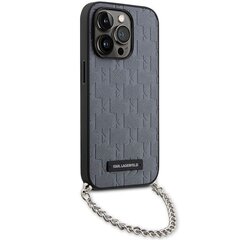 Karl Lagerfeld KLHCP14XSACKLHPG iPhone 14 Pro Max 6.7" srebrny|silver hardcase Saffiano Monogram Chain cena un informācija | Telefonu vāciņi, maciņi | 220.lv