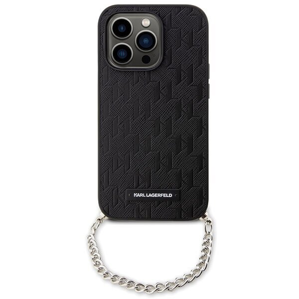 Karl Lagerfeld KLHCP14XSACKLHPK iPhone 14 Pro Max 6.7" czarny|black hardcase Saffiano Monogram Chain цена и информация | Telefonu vāciņi, maciņi | 220.lv