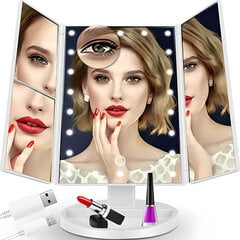 Косметическое зеркало с LED подсветкой для макияжа Verk Group, белое цена и информация | Косметички, косметические зеркала | 220.lv