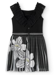 BOBOLI Pleated Chiffon Floral Print Black 520237562 цена и информация | Платья для девочек | 220.lv