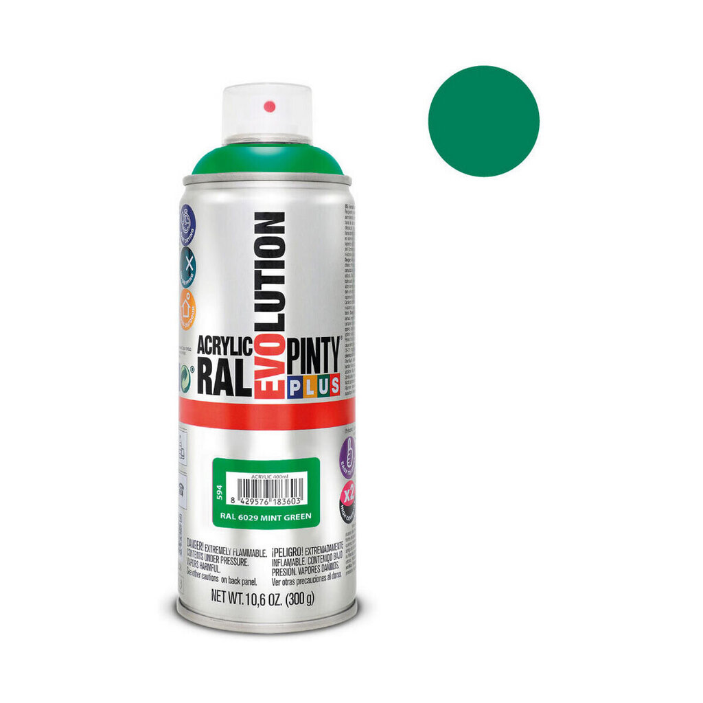 Smidzināma krāsa Pintyplus Evolution RAL 6029 300 ml Mint Green cena un informācija | Krāsas | 220.lv