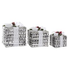 Dekoratīvās Kastes Komplekts DKD Home Decor LED Metāls Rotangpalma Sniegputenis (25 x 25 x 29 cm) cena un informācija | Ziemassvētku dekorācijas | 220.lv