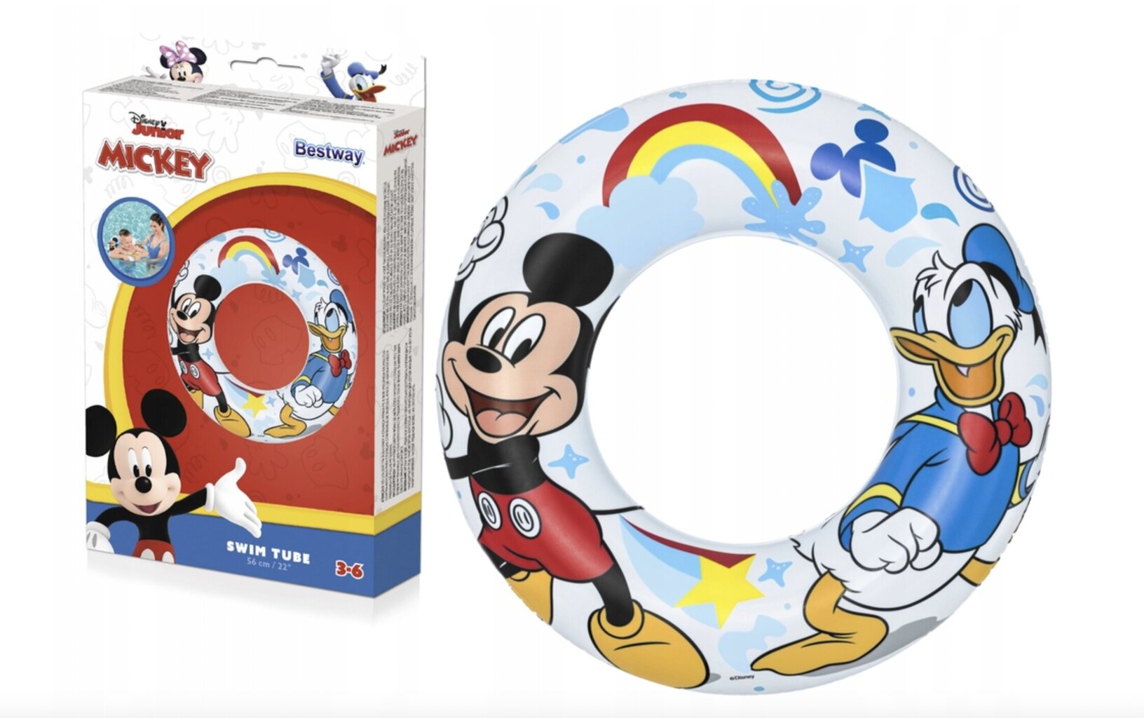 MICKEY WHEEL piepūšamais peldriņķis bērniem cena un informācija | Piepūšamās rotaļlietas un pludmales preces | 220.lv