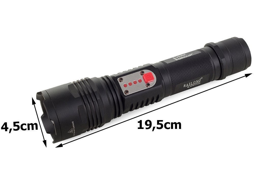 Bailong militārais lukturītis CREE LED USB XML-L2-U2 цена и информация | Lukturi | 220.lv