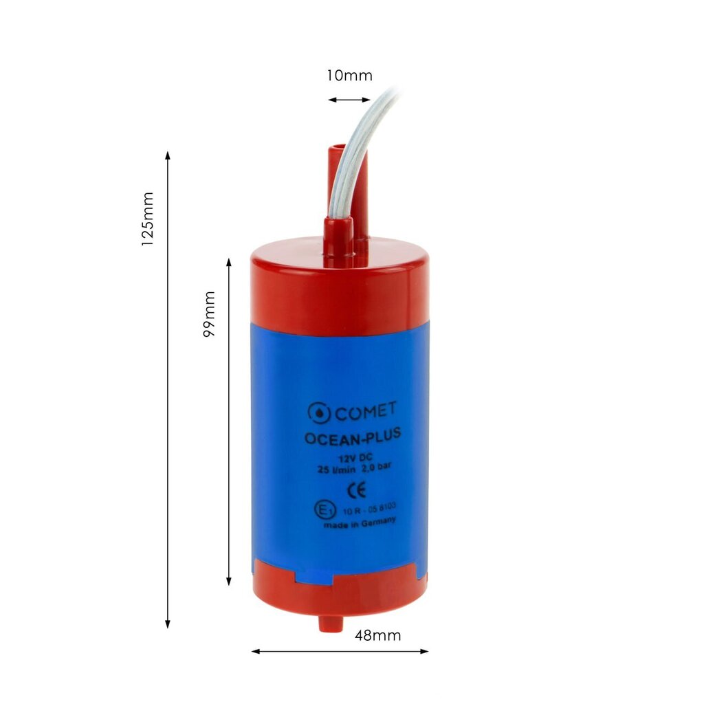 Ūdens sūknis iegremdējams 12V 25L 2 bar OCEAN PLUS Comet ūdens sūknis piekabes kemperim cena un informācija | Citas tūrisma preces | 220.lv