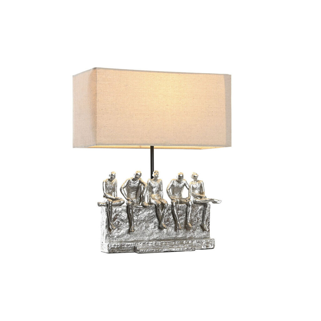 Galda lampa DKD Home Decor 36 x 21,5 x 43 cm Sudrabains Bēšs Metāls Sveķi 220 V 50 W cena un informācija | Galda lampas | 220.lv