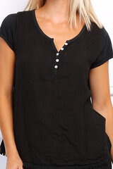 Льняная блузка для женщин, чёрная цена и информация | Женские блузки, рубашки | 220.lv