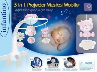 Muzikālais karuselis Infantino 3in1, rozā цена и информация | Игрушки для малышей | 220.lv