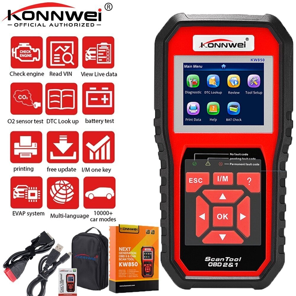 Konwei KW850 OBDII/EOBD Diagnostiskas Scanner, Diagnostikas rīks цена и информация | Auto piederumi | 220.lv