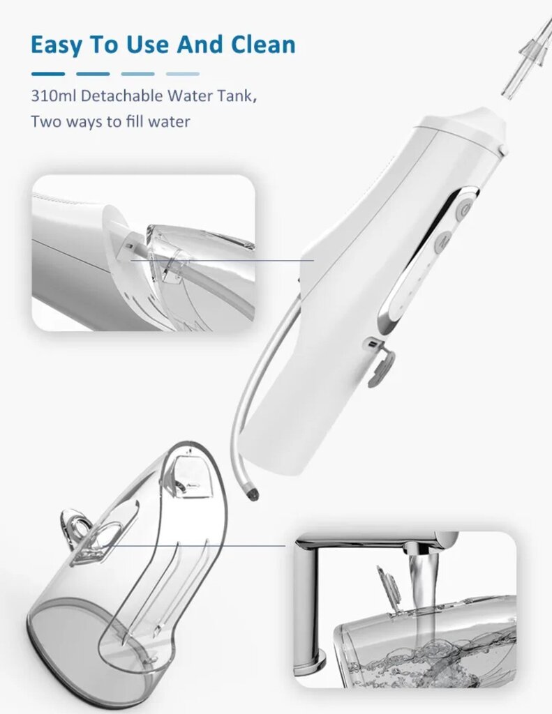 Mutes dobuma irigators, elektriskais ūdens diegs, 310ml, M209 цена и информация | Irigatori | 220.lv