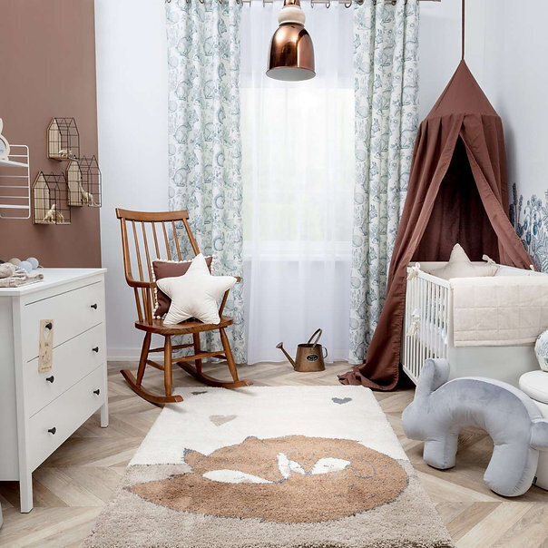 Paklājs bērnu istabai, guļošās lapsas, 160 x 230 x 1 cm, bēša krāsā цена и информация | Paklāji | 220.lv