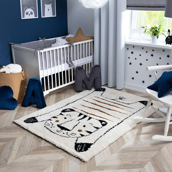 Paklājs bērnu istabai, ar tīģeri, 120 x 170 x 1 cm, bēšs cena un informācija | Paklāji | 220.lv