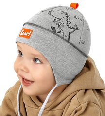 Детская шапка AJS 346083 01, серая/оранжевая, 346083*01-44/46 цена и информация | Шапки, перчатки, шарфы для мальчиков | 220.lv