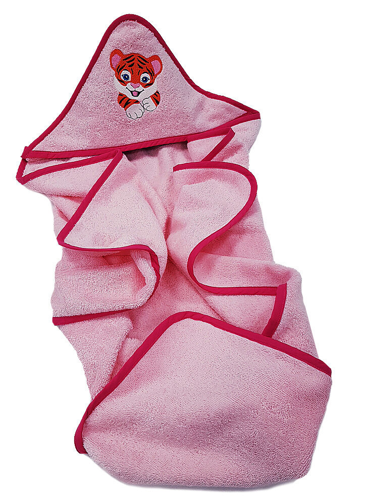 Bērnu dvielis ar kapuci, Tiger, rozā cena un informācija | Dvieļi | 220.lv