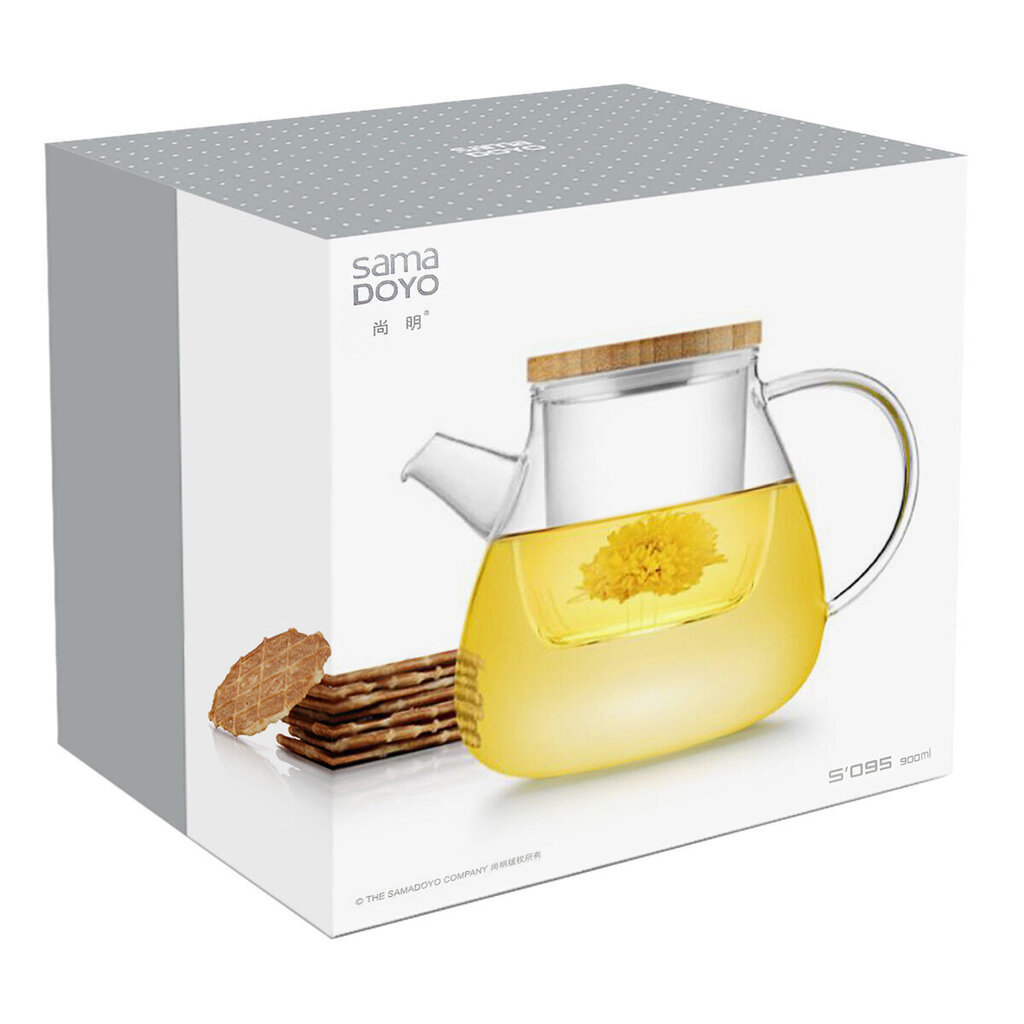 SAMADOYO Premium klases Tējkanna ar stikla filtru, S095, Premium Quality Teapot, 900 ml cena un informācija | Glāzes, krūzes, karafes | 220.lv