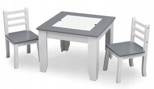 Komplekts galds + 2 krēsli, pelēki цена и информация | Детские столы и стулья | 220.lv