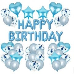 Happy Birthday balonu komplekts, zils cena un informācija | Svētku dekorācijas | 220.lv
