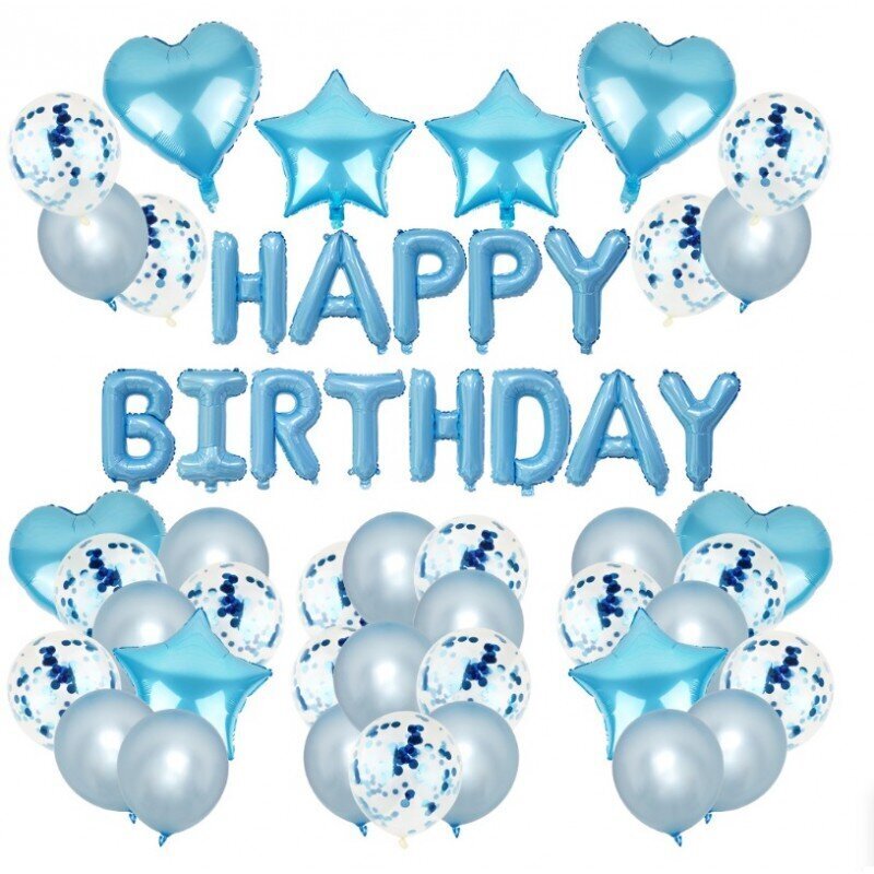Happy Birthday balonu komplekts, zils цена и информация | Svētku dekorācijas | 220.lv