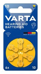 Элементы для слуховых аппаратов 10 VARTA 6 шт. цена и информация | Батареи | 220.lv
