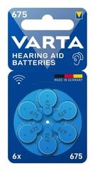 Baterijas dzirdes aparātiem 675 VARTA, 6 gab. cena un informācija | Baterijas | 220.lv