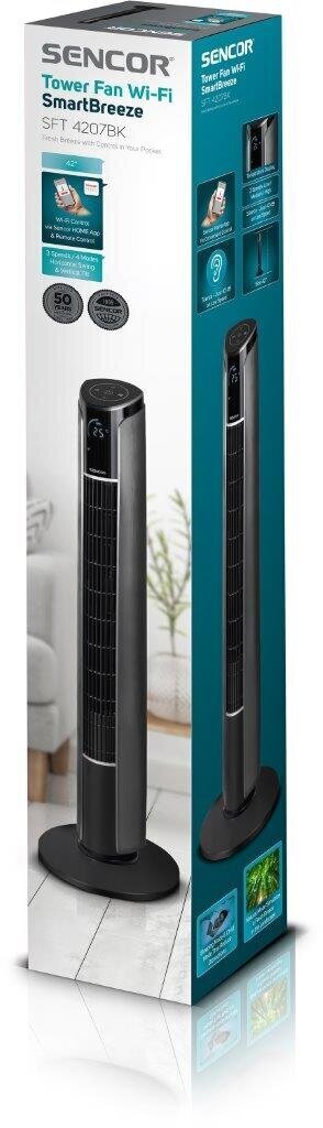 Tornis ventilators Sencor SFT 4207BK SmartBreeze Wi-Fi, App, Touch control, Timer, remote цена и информация | Ventilatori | 220.lv