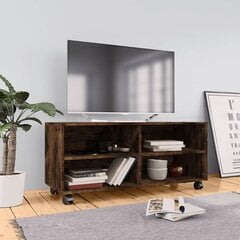 TV skapis ar riteņiem, dūmu ozols, 90x35x35cm, koks цена и информация | Тумбы под телевизор | 220.lv